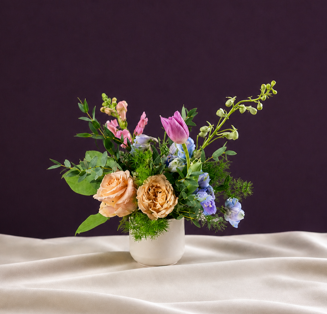 petite arrangements on cloth